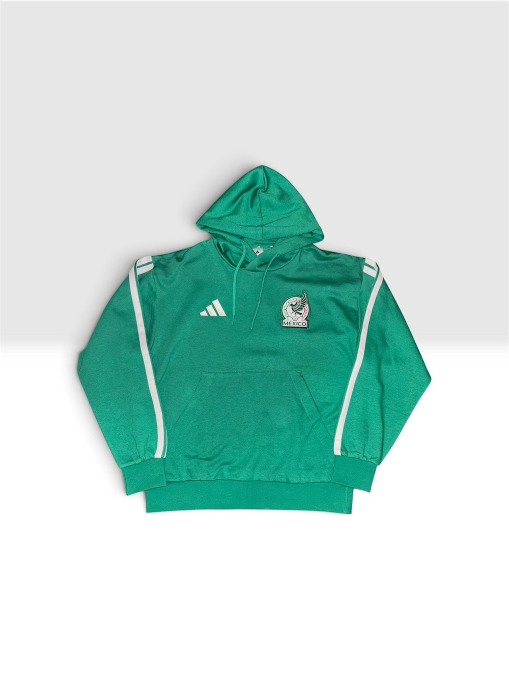 adidas Teal Green Crewneck Hoodie with White Stripes